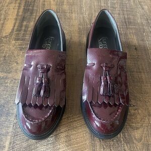 Franco Sarto Women's Size 8.5 Carolynn Lug Sole Loafers Burgundy Office Church